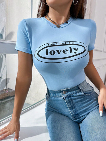 Cool Letter Printed Bodysuit