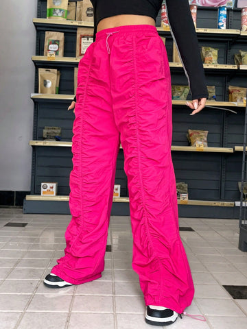 Coolane Drawstring Waist Ruched Parachute Pants