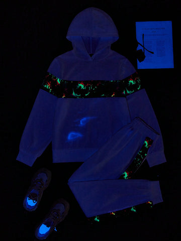 Reflective Brush Stroke Print Hoodie & Sweatpants