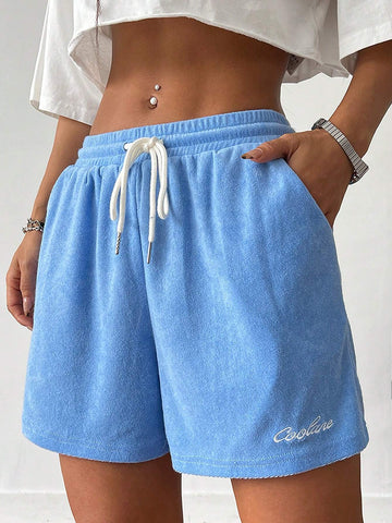 Coolane Ladies' Comfortable Embroidered Drawstring Waist Summer Shorts