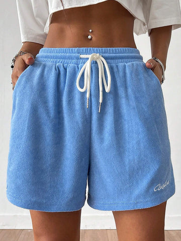 Coolane Ladies' Comfortable Embroidered Drawstring Waist Summer Shorts