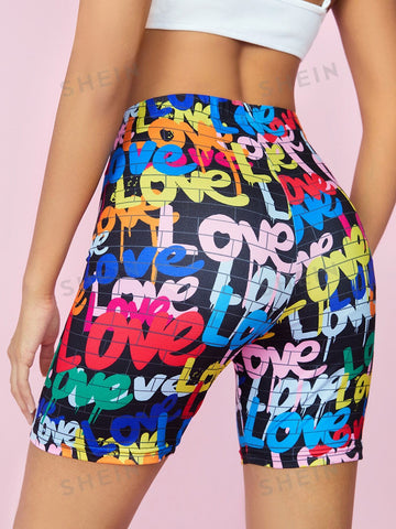 Coolane Letter Graphic Biker Shorts