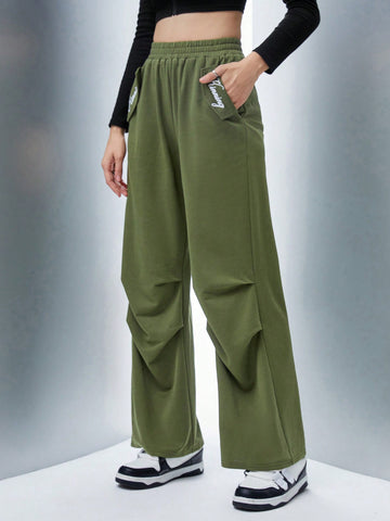 Coolane Letter Graphic Slant Pocket Ruched Sweatpants