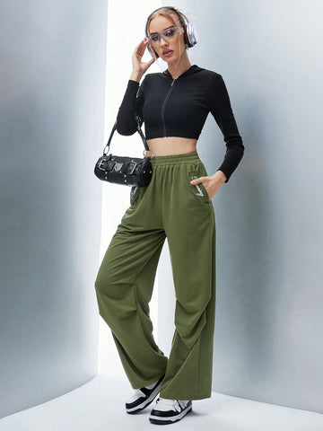 Coolane Letter Graphic Slant Pocket Ruched Sweatpants