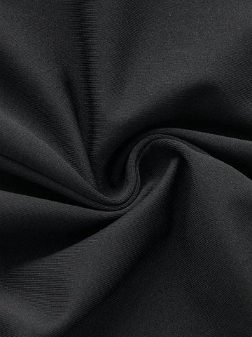 Letter Print Contrast Piping Zipper Half-Front Romper