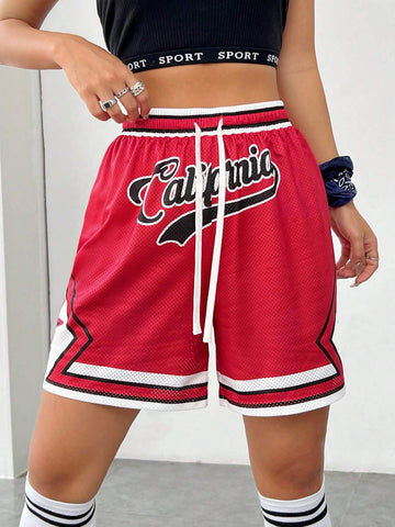 Coolane Loose Fit Letter Print Knee-Length Shorts