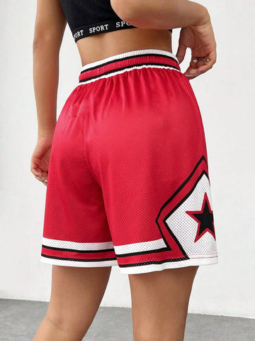 Coolane Loose Fit Letter Print Knee-Length Shorts