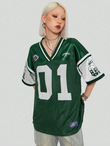 Coolane Loose Fit Sports T-Shirt With Color Block Design And Number Print