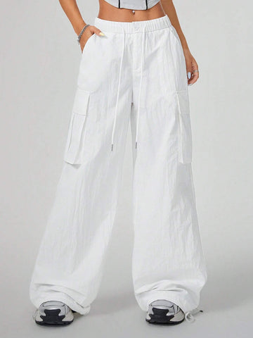 Coolane Low-Waist Women Workwear Drawstring Outdoor Pants With Oversized Pockets