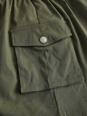 Coolane Paperbag Waist Flap Pocket Side Drawstring Cargo Skirt