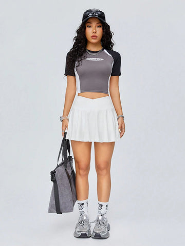 Coolane Pleated Mid-Length Skirt With V-Waist For Sports