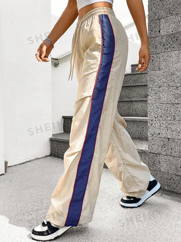 Coolane Side Contrast Decoration Wide Leg Pants