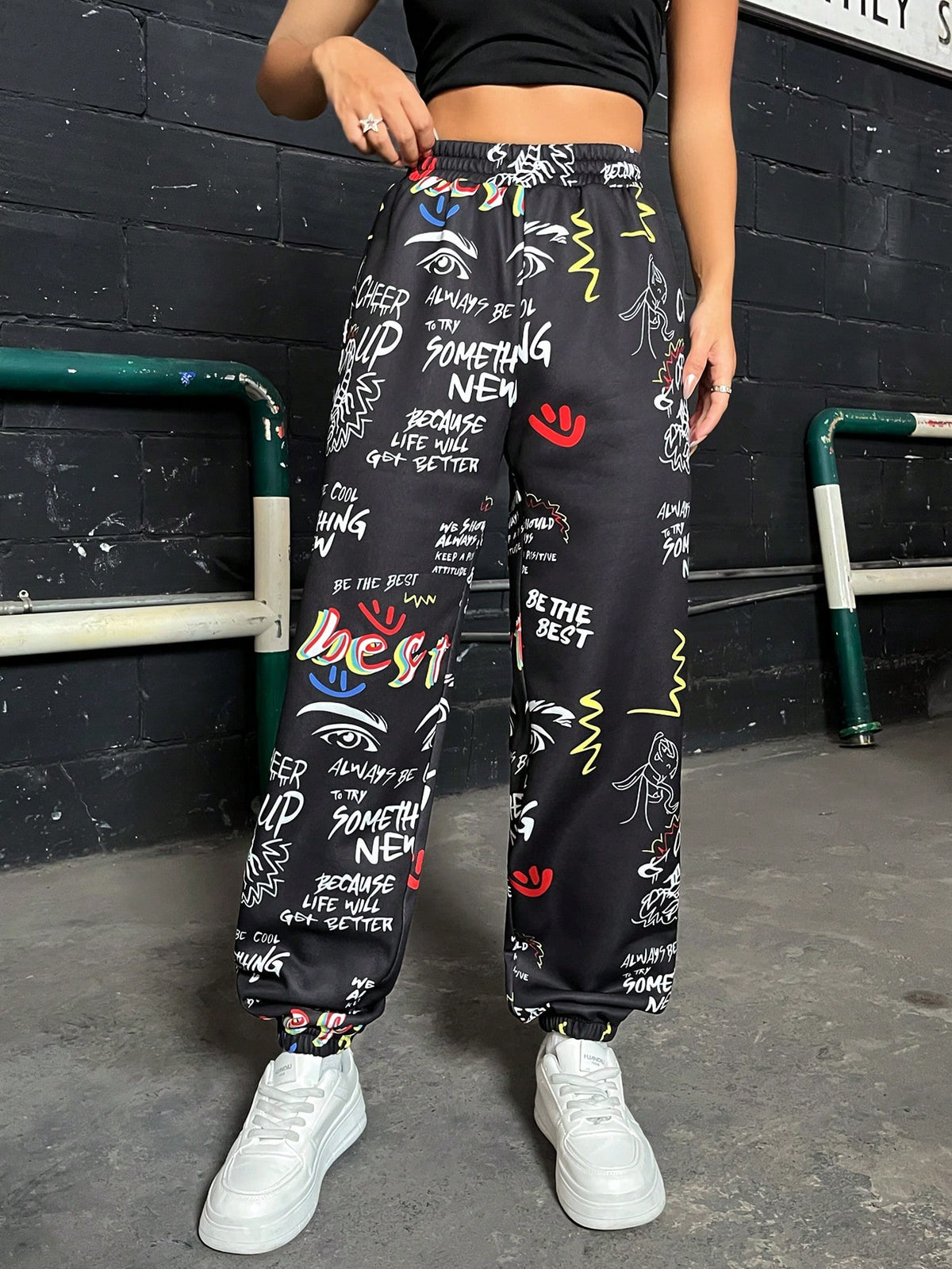 Coolane Slogan Graphic Elastic Waist Sweatpants