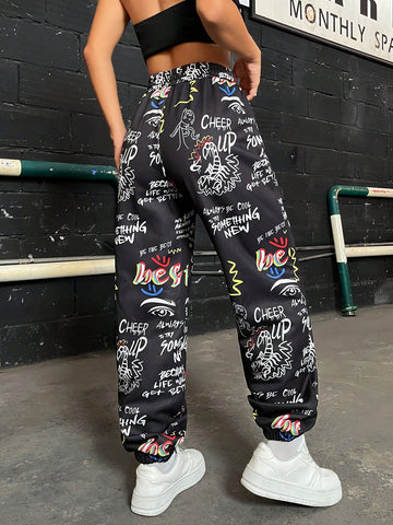 Coolane Slogan Graphic Elastic Waist Sweatpants