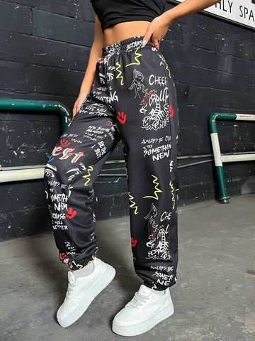 Coolane Slogan Graphic Elastic Waist Sweatpants