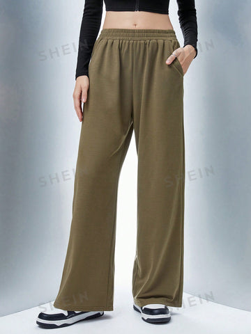 Coolane Solid Slant Pocket Wide Leg Sweatpants