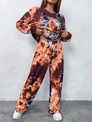 Tie Dye Drop Shoulder Sweatshirt & Sweatpants