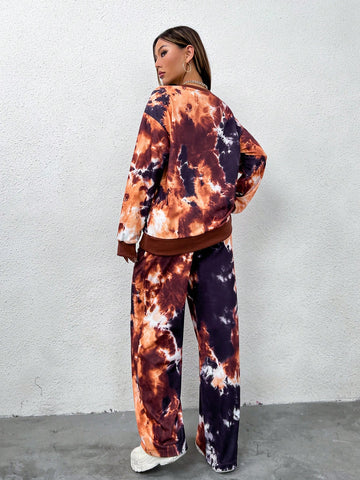 Tie Dye Drop Shoulder Sweatshirt & Sweatpants