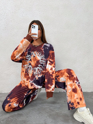 Tie Dye Drop Shoulder Sweatshirt & Sweatpants