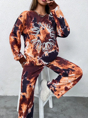 Tie Dye Drop Shoulder Sweatshirt & Sweatpants
