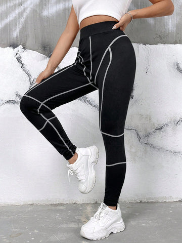 Coolane Top-stitching Wideband Waist Leggings