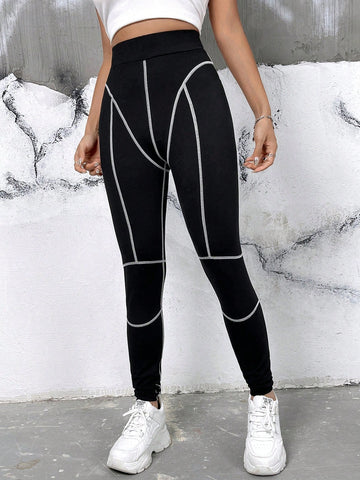 Coolane Top-stitching Wideband Waist Leggings