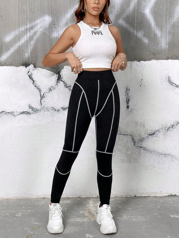Coolane Top-stitching Wideband Waist Leggings