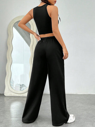 Women'S Letter Print Tank Top And Pants Set