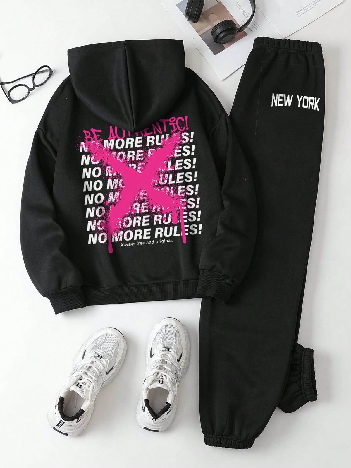 Women'S Letter Printed Hoodie And Pants Set