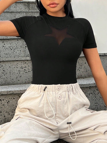 Women'S Mesh Star Patchwork Bodysuit
