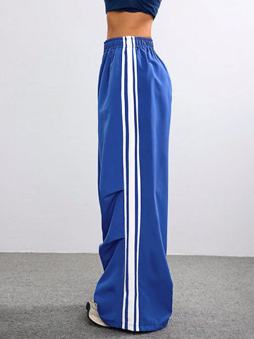 Coolane Women Casual Color Block Striped Wide Leg Pants