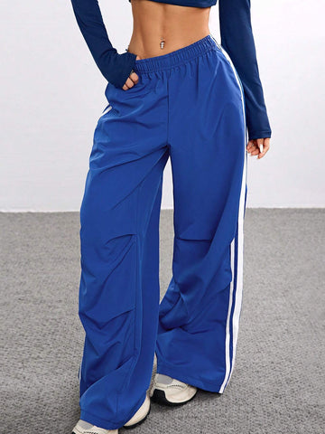 Coolane Women Casual Color Block Striped Wide Leg Pants