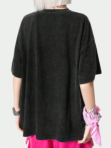 Coolane Women Loose Fit T-Shirt With Faded Rock Celebrity Print