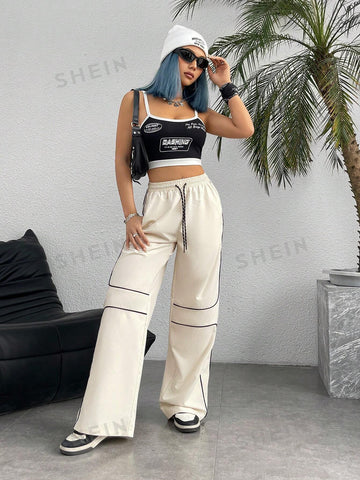 Coolane Women's Contrast Trim Elastic Waist Pants