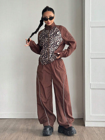 Poéselle 2pcs Women Elegant Beaded & Rhinestone Decor Front Button Blouse And,Two Piece Fall Outfits,Elegant Women Set,Tweed Two Piece Fall Sets,Jacquard Weave Button Up Women Shirt Women Skirt Set,Winter Women Sets,2024AW Winter