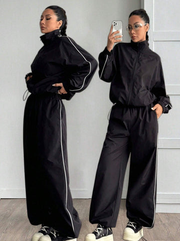 Women's Fall/Winter Cargo Casual Corta Vento Reflective Sport Sets