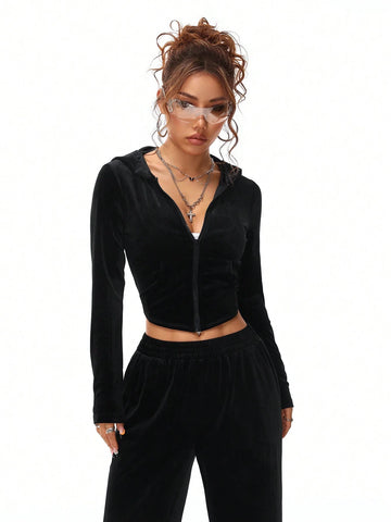 Women's Fall/Winter Casual Velvet Fuzzy Fleece Hooded & Pants Going Out Sets