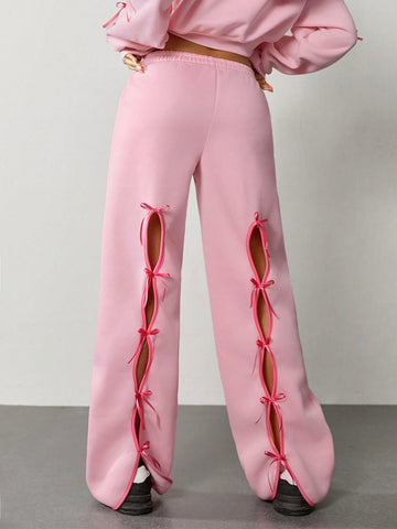 Coolane Women's Fall Y2K Hollow Bow Sweatpants