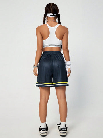 Coolane Women's Mesh Sports Shorts With Letter Print