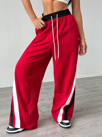 Coolane Women's Simple Color Block Casual Straight Pants For Daily Wear