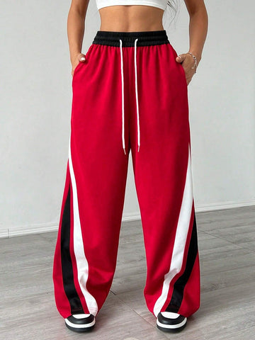 Coolane Women's Simple Color Block Casual Straight Pants For Daily Wear