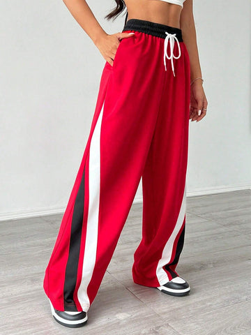 Coolane Women's Simple Color Block Casual Straight Pants For Daily Wear