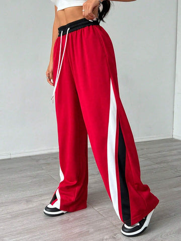 Coolane Women's Simple Color Block Casual Straight Pants For Daily Wear