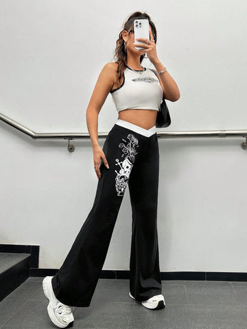 Coolane Women's Skull Print Flare Pants