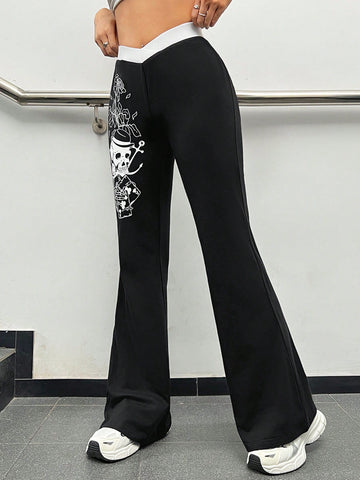 Coolane Women's Skull Print Flare Pants