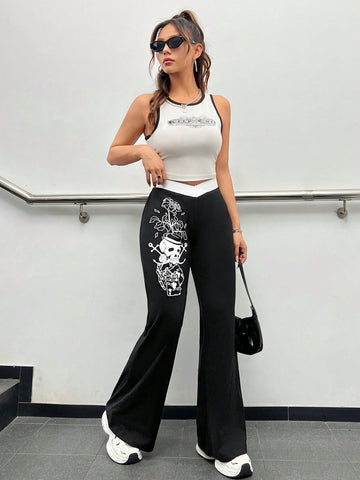 Coolane Women's Skull Print Flare Pants