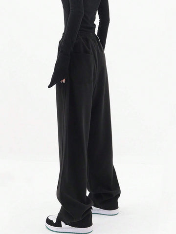 Coolane Women's Solid Color Wide Leg Yoga Pants With Elastic Waistband