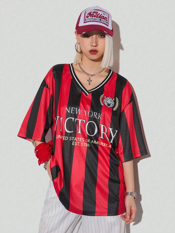 Women's Spring/Summer Sportswear Football T-Shirt, Oversized T Shirt,Workout Tops,Football Jersey NEW YORK VICTORY UNITED STATES OF AMERICA EST 1788