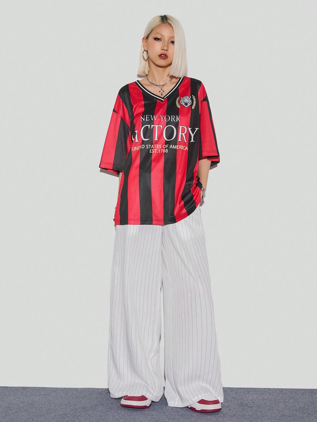 Women's Spring/Summer Sportswear Football T-Shirt, Oversized T Shirt,Workout Tops,Football Jersey NEW YORK VICTORY UNITED STATES OF AMERICA EST 1788