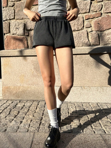 CovetEZ Women's Summer Casual Versatile Black Knitted Shorts